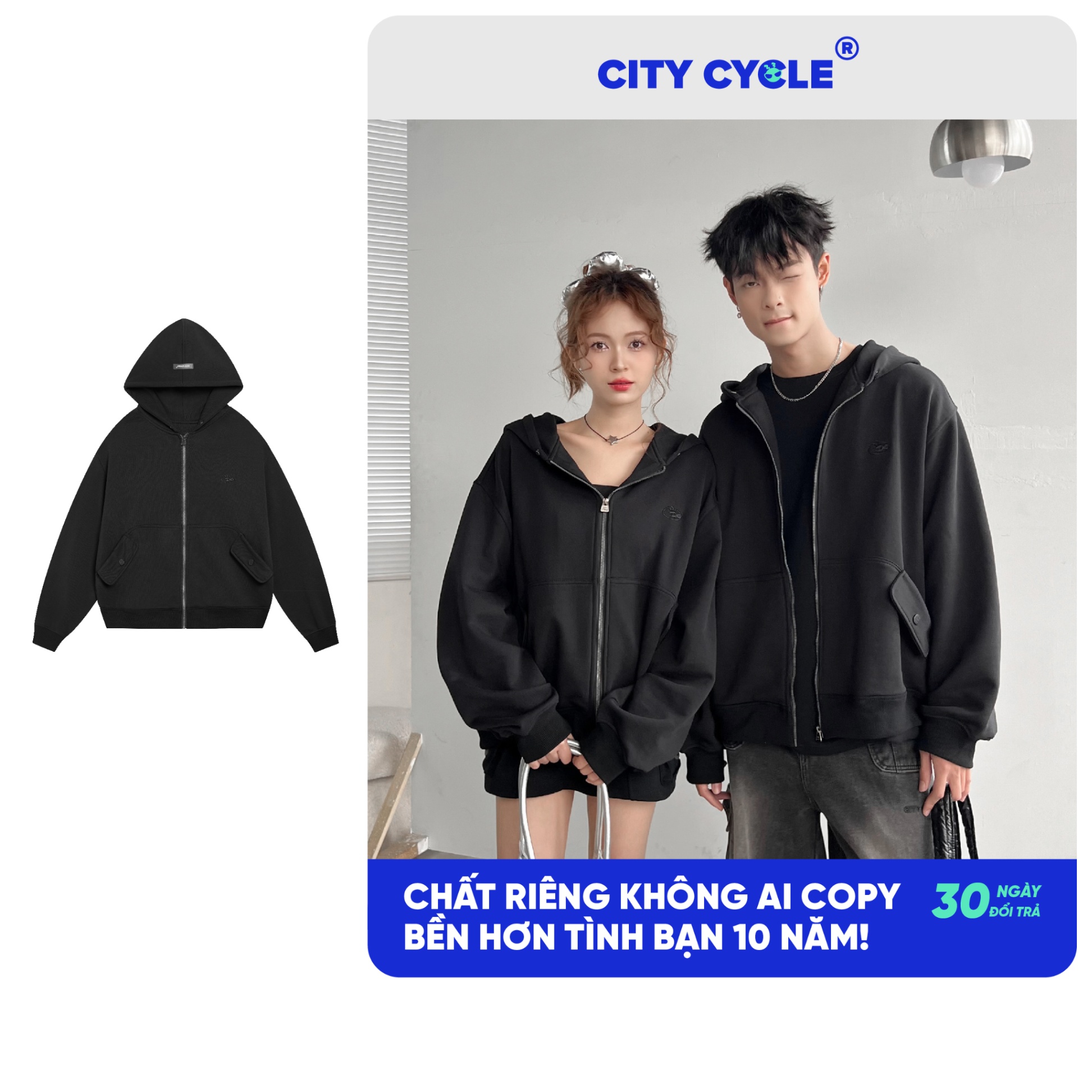 ÁO KHOÁC HOODIE ZIP SỐNG ĐẬM