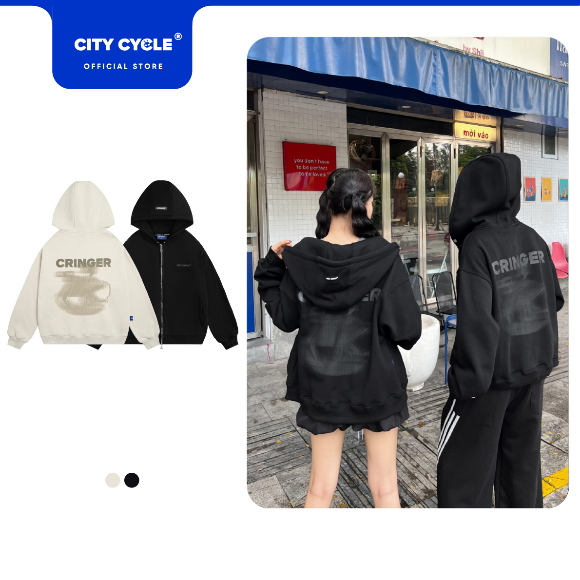 ÁO HOODIE ZIP BLUR MOOD
