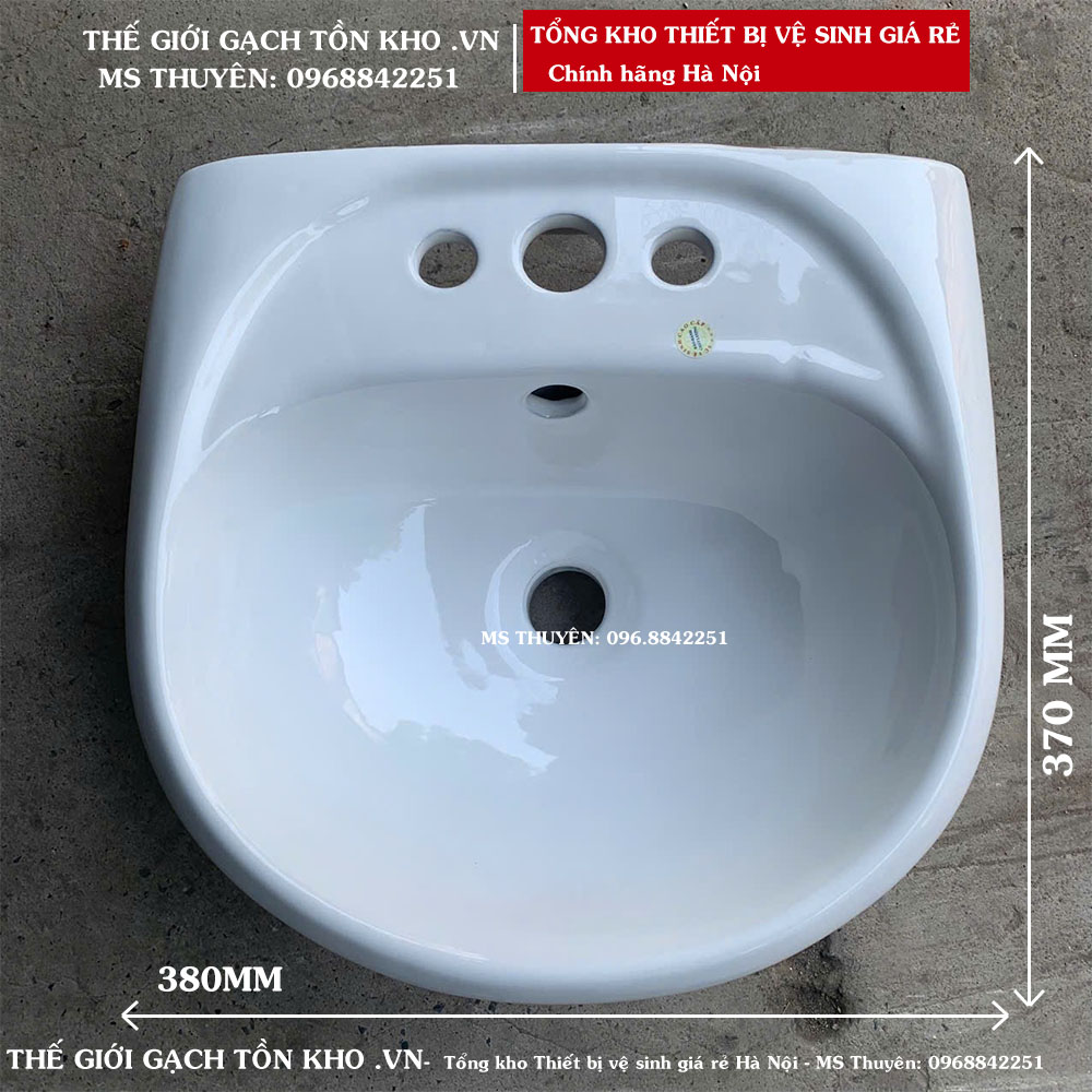 Chậu Lavabo treo tường Thái Bình 3 lỗ chậu nhỏ