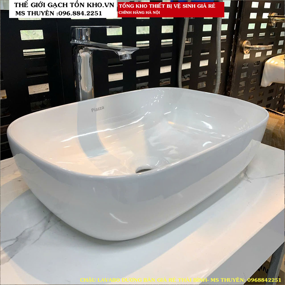 Chậu lavabo dương bàn piazza giá rẻ thái Bình màu trắng