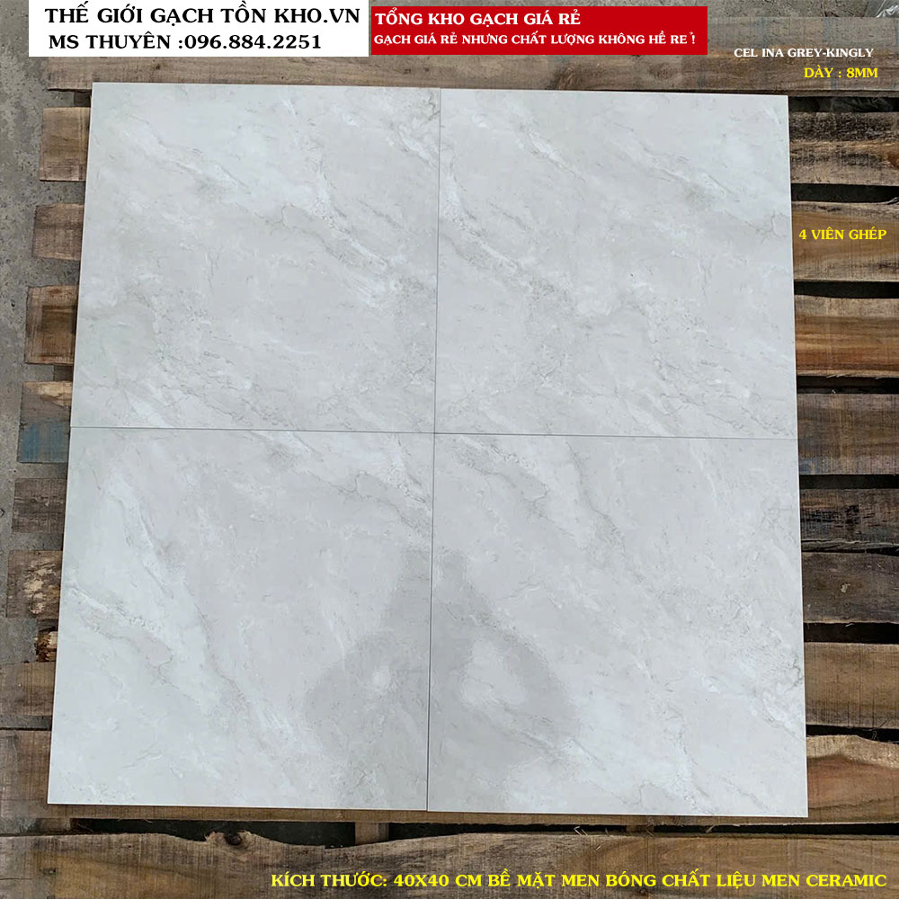 Gạch lát nền giá rẻ 40x40 CEL INA GREY MIKADO A1