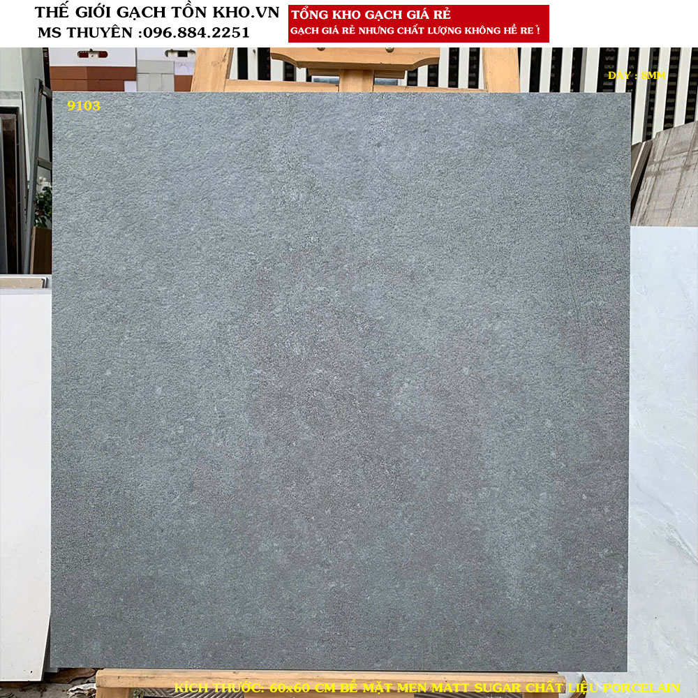 Gạch lát nền giá rẻ 60x60 loại A2 Prime vân xi măng 9103