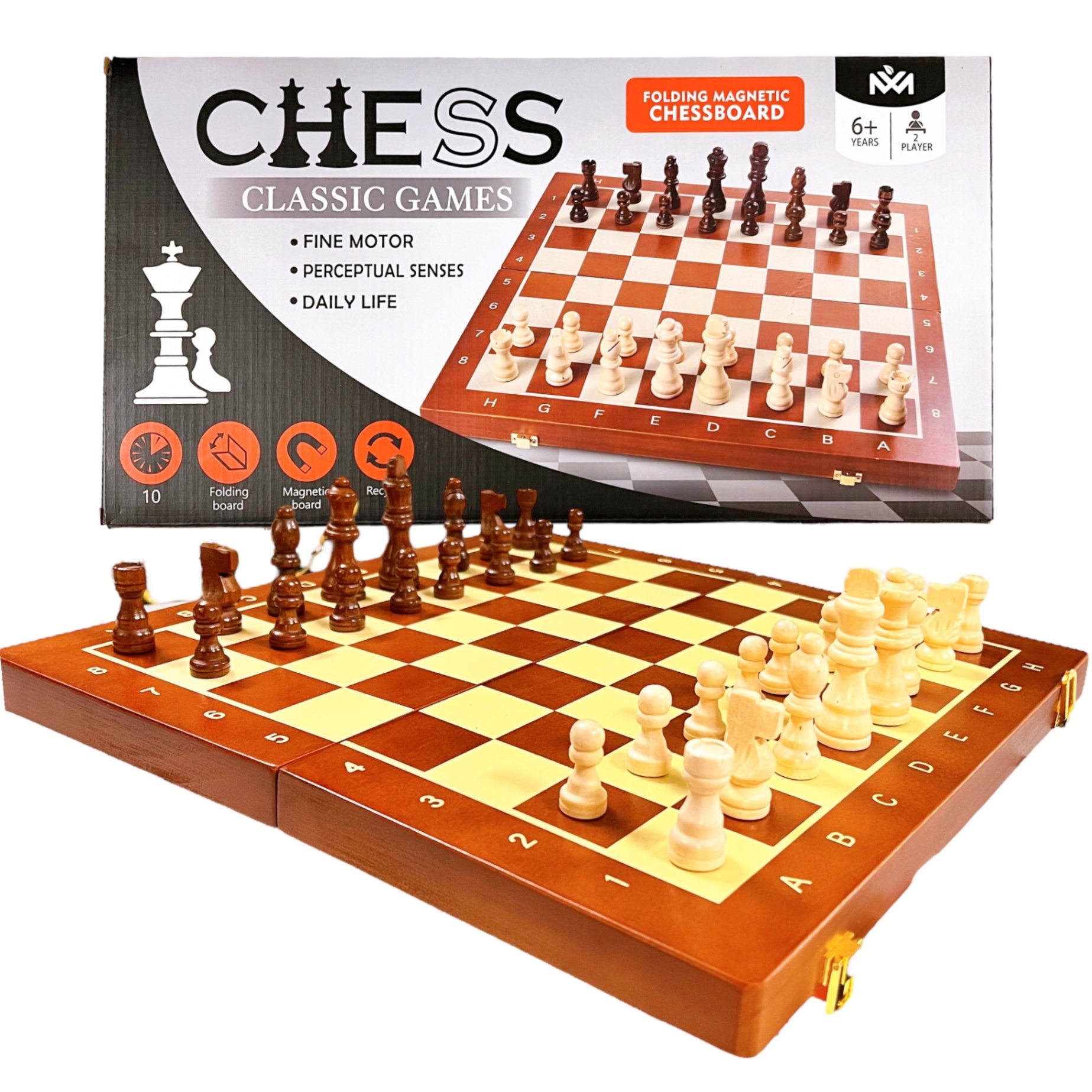 Bộ Cờ Vua Gỗ Đặc Nam Châm Cao Cấp 40Cm Thiết Kế Đẹp Mắt Bàn Cờ Gấp Gọn Đồ Chơi Thông Minh Cho Bé Cv011