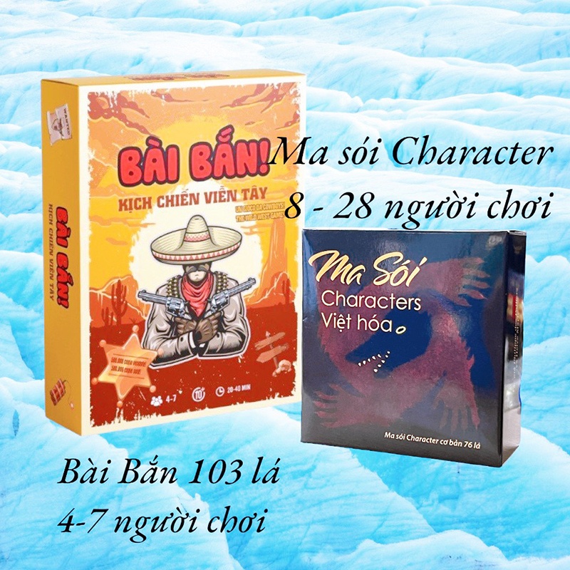 Combo boardgame nhóm giải trí Bài Bắn và Bài Ma Sói Characters