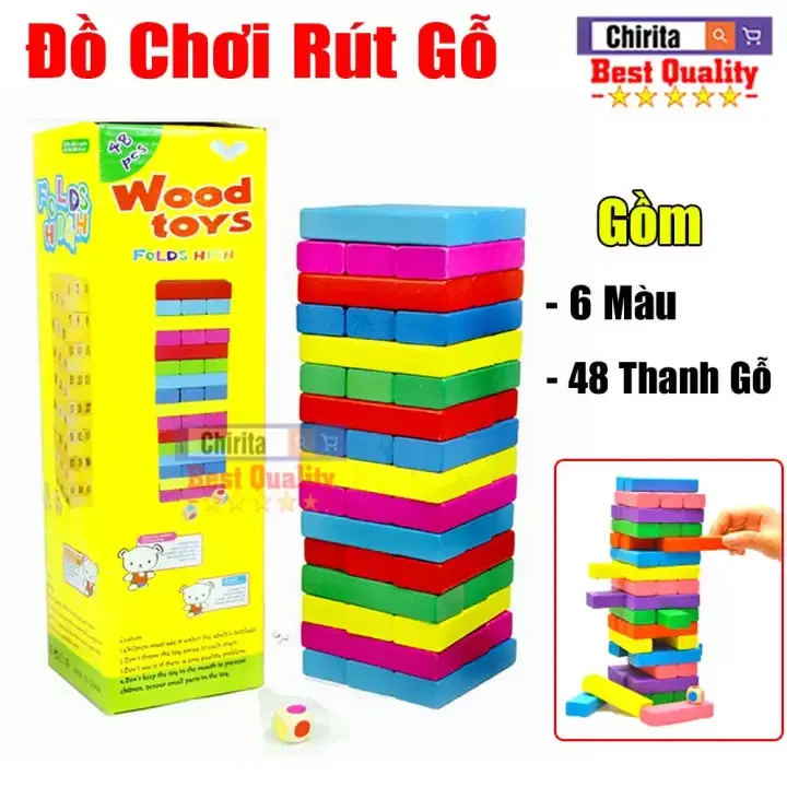 Đồ Chơi Rút Gỗ Màu Cỡ Đại 30Cm - Đồ Chơi Trí Tuệ Cho Trẻ Em