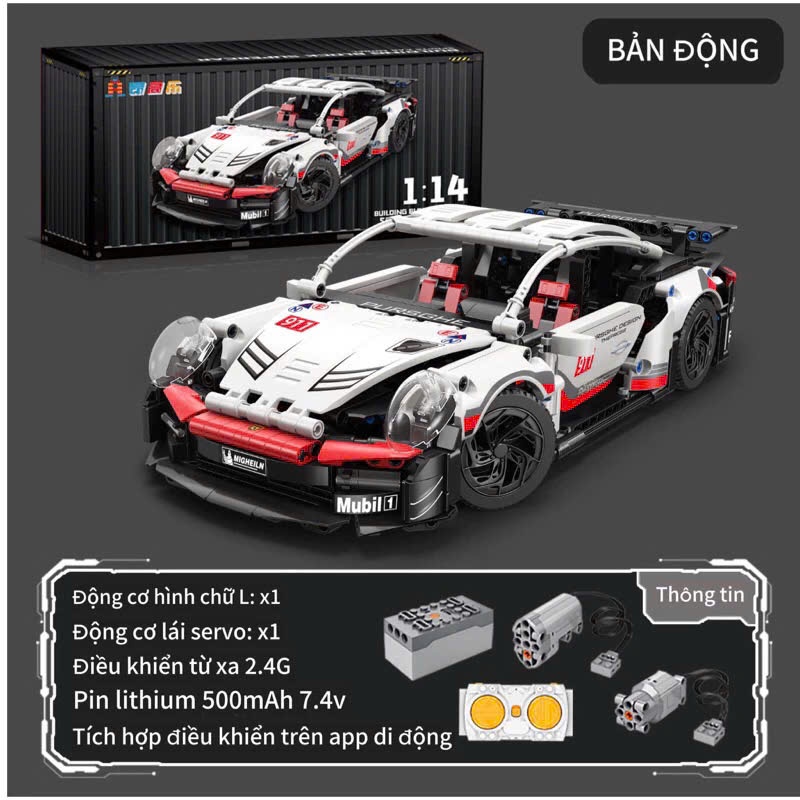 Đồ chơi lắp ráp mô hình siêu xe Porsche 911 có điều khiển từ xa