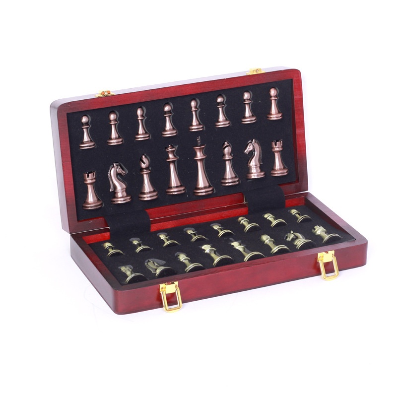 Bộ cờ vua kim loại sang trọng đẳng cấp màu đồng cổ điển