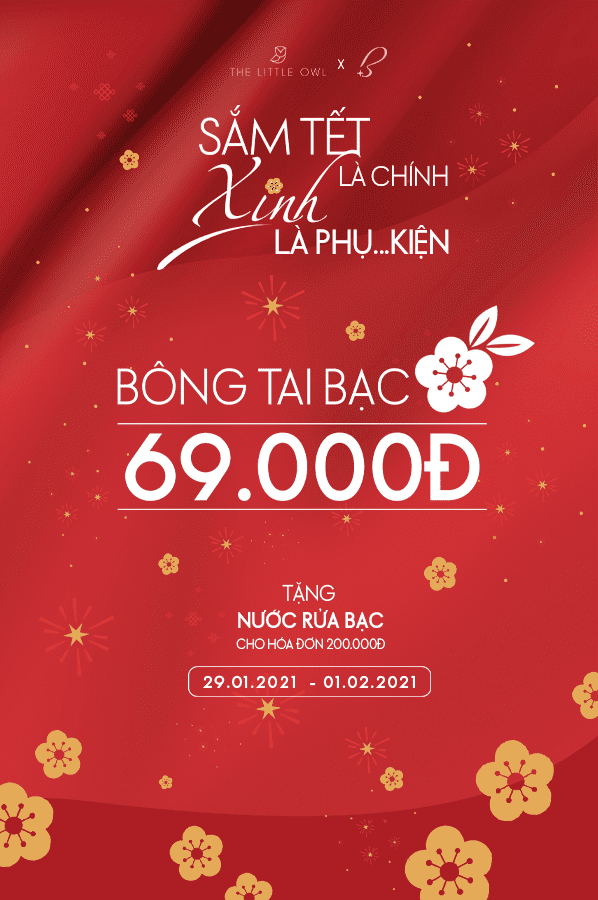 ƯU ĐÃI TẾT BÔNG TAI BẠC 69.000Đ