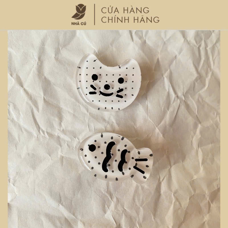 SET 2 KẸP MÁI HÌNH MÈO - CÁ 6001