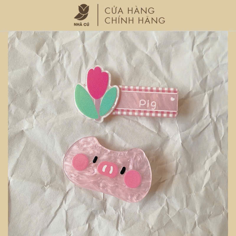 SET 2 KẸP MÁI HÌNH HEO - TULIP 6002