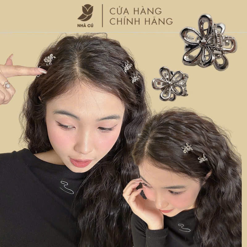 KẸP TÓC MÁI HÌNH HOA KIM LOẠI 6010