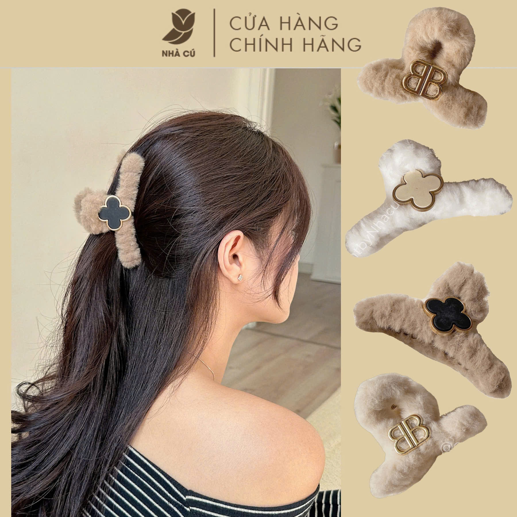 KẸP TÓC LÔNG HÌNH ĐUÔI CÁ ĐÍNH CHARM 6062