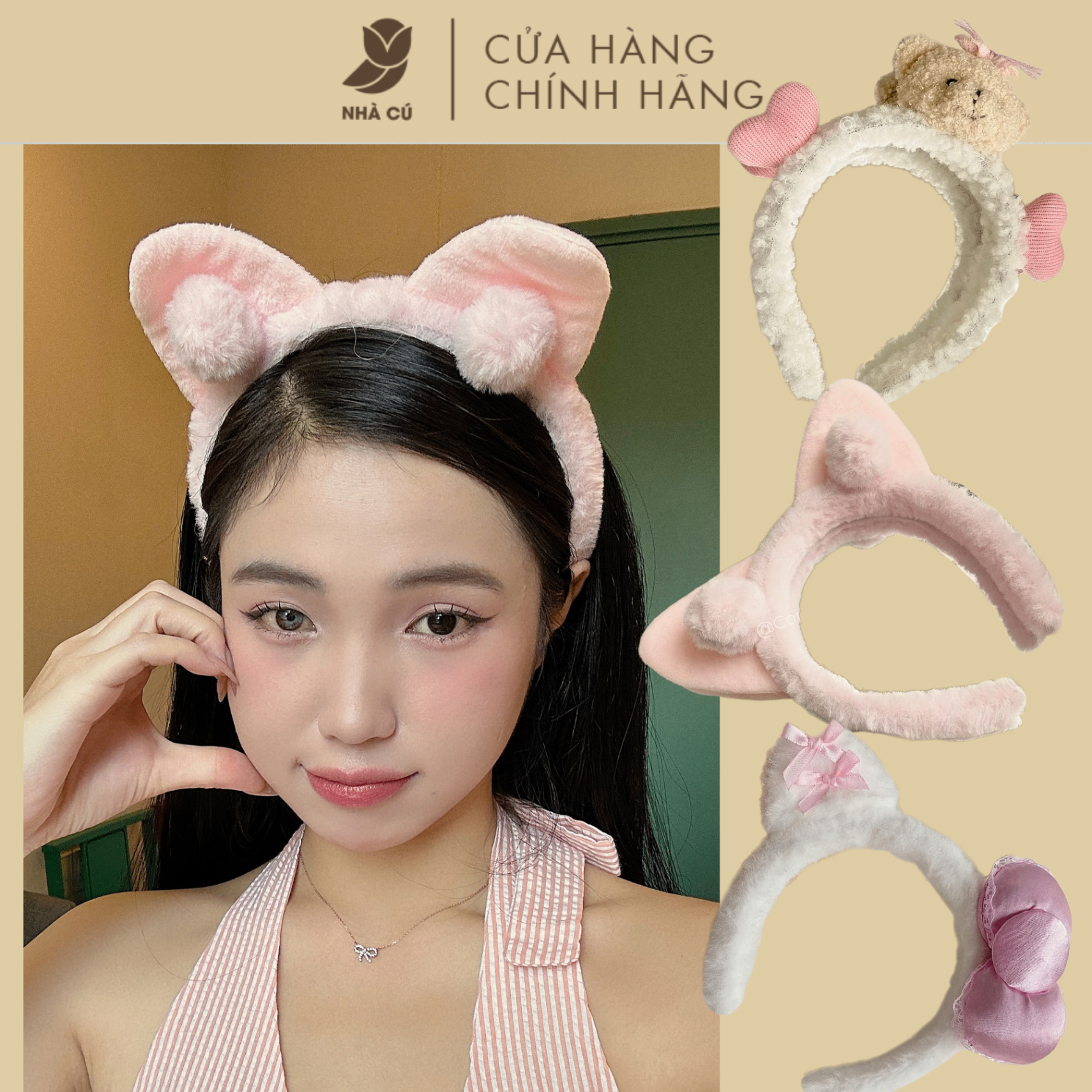 CÀI TÓC TAI MÈO HỒNG 6076