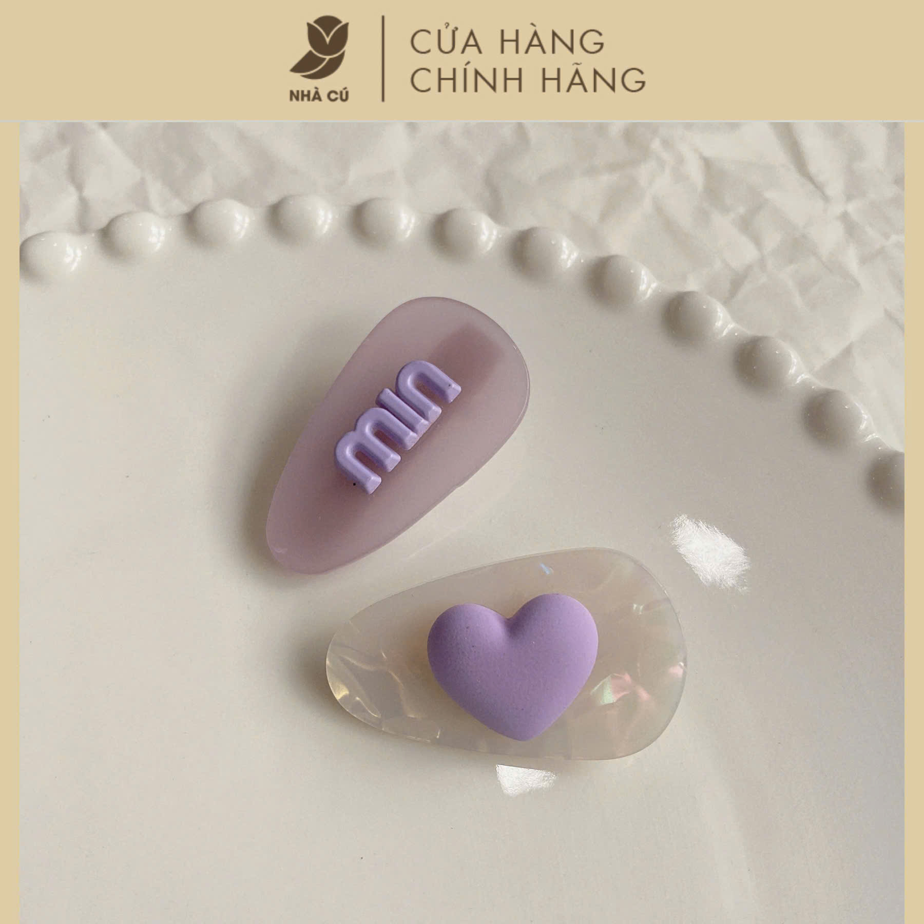 KẸP MÁI TIM MIN MÀU TÍM 6087