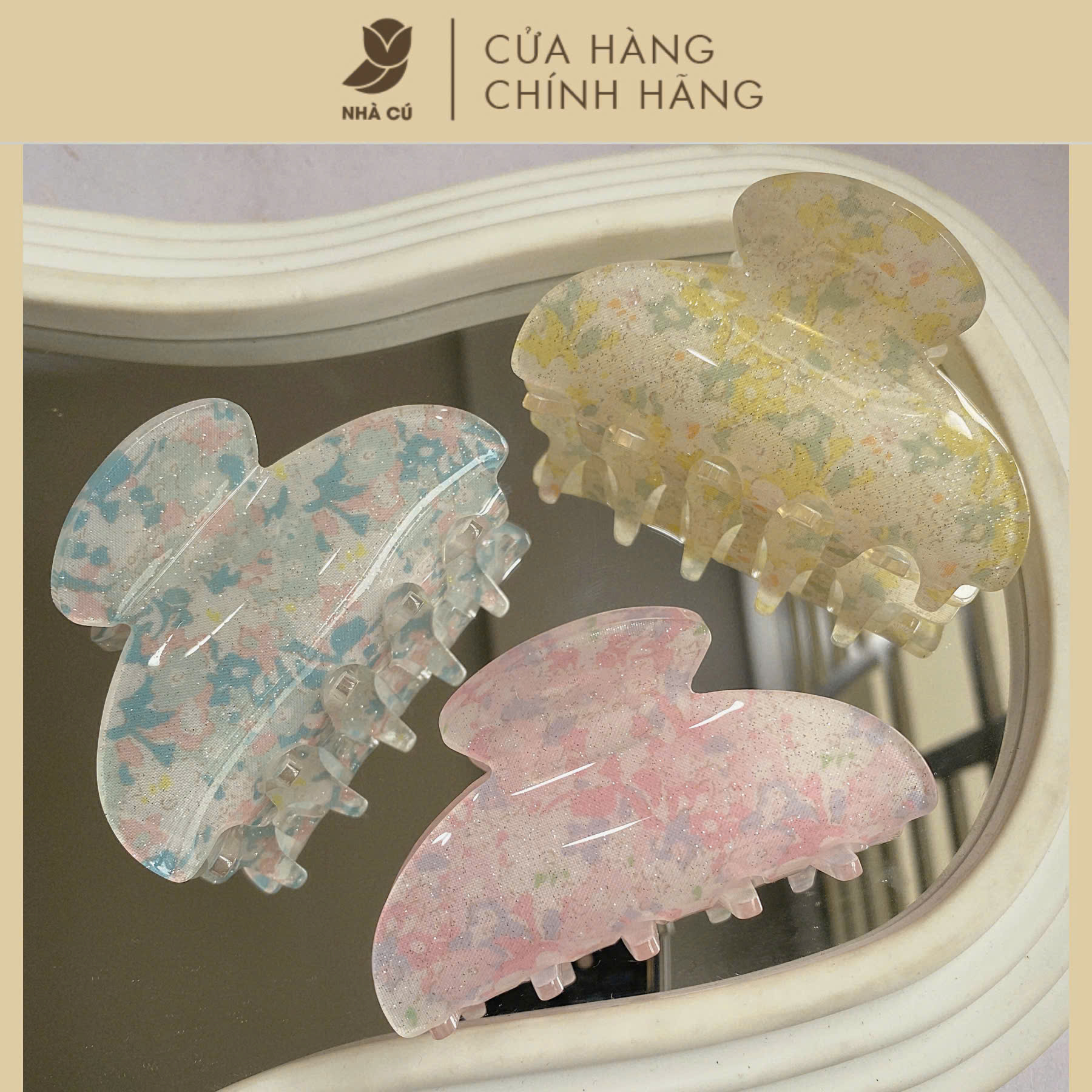 KẸP TÓC DÀI IN HOA VINTAGE 6113