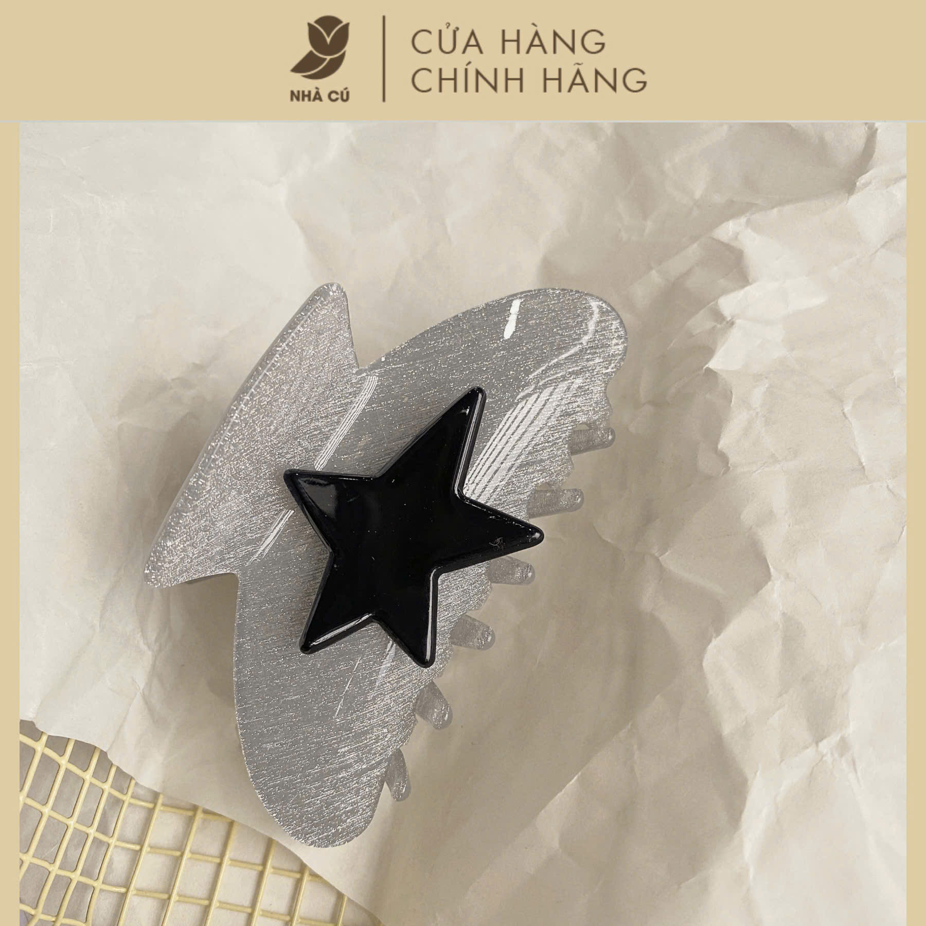 KẸP TÓC DÀI NHŨ ĐÍNH SAO ĐEN 6073