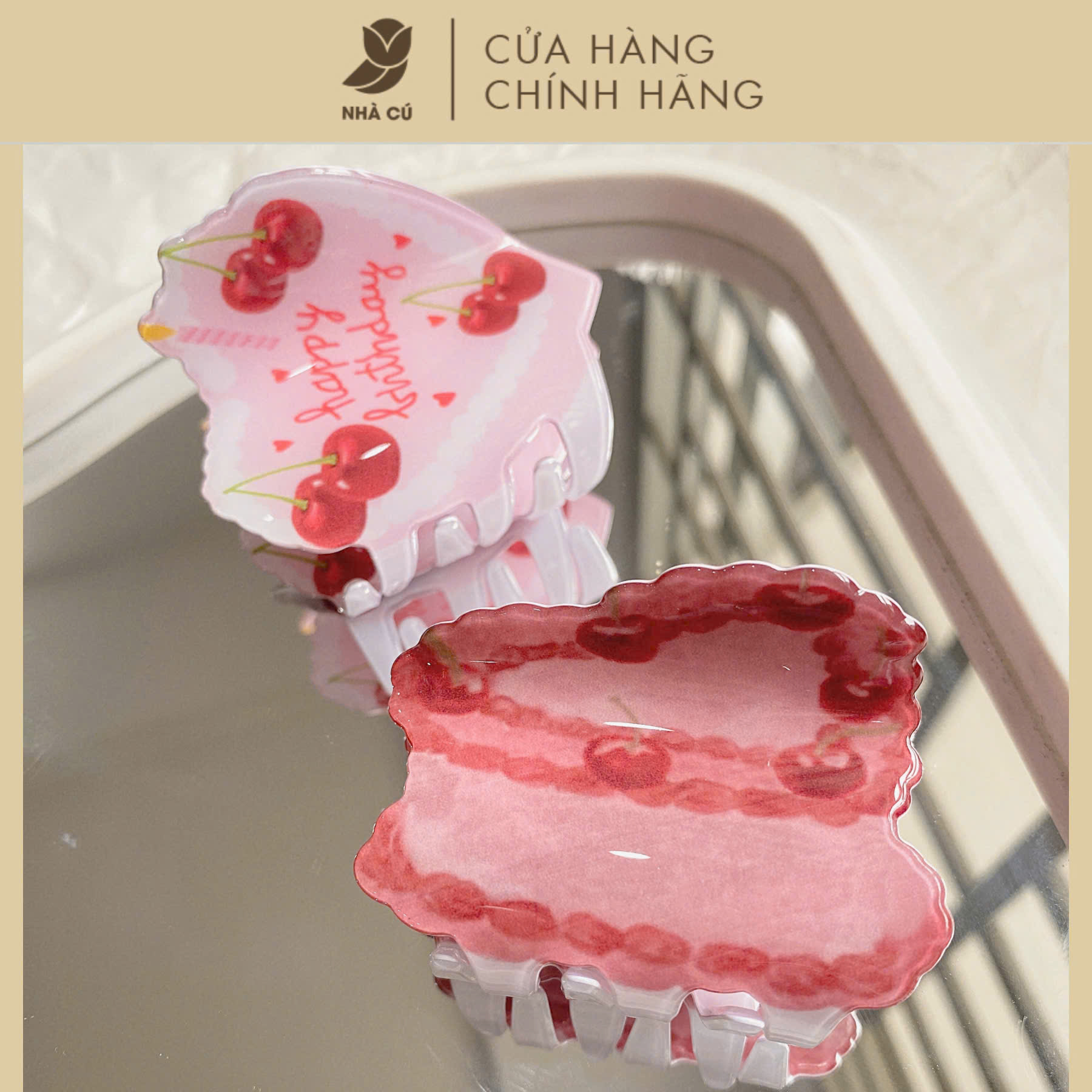 KẸP TÓC HÌNH CÁNH BƯỚM IN CHERRY 6107