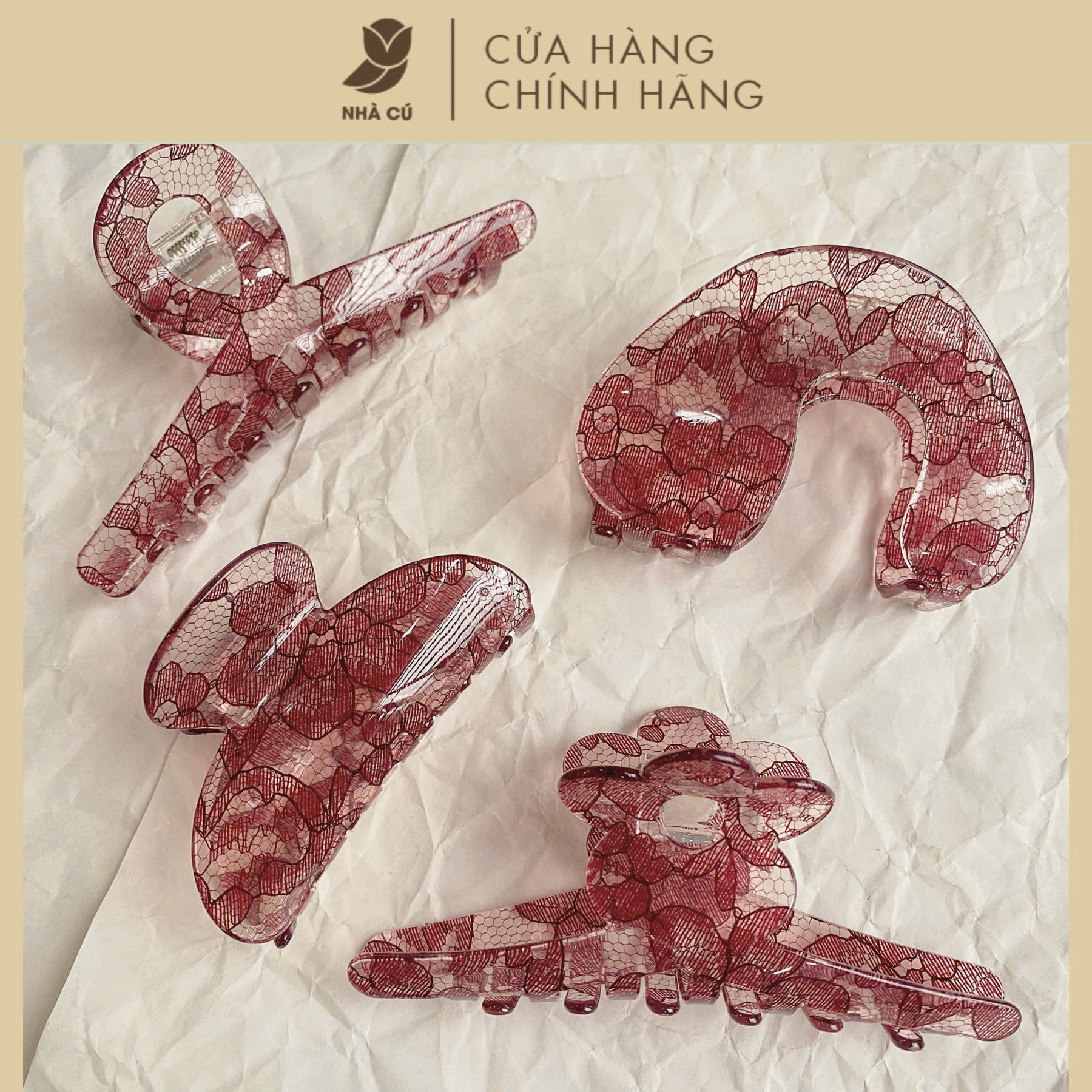KẸP TÓC REN ĐỎ 6077