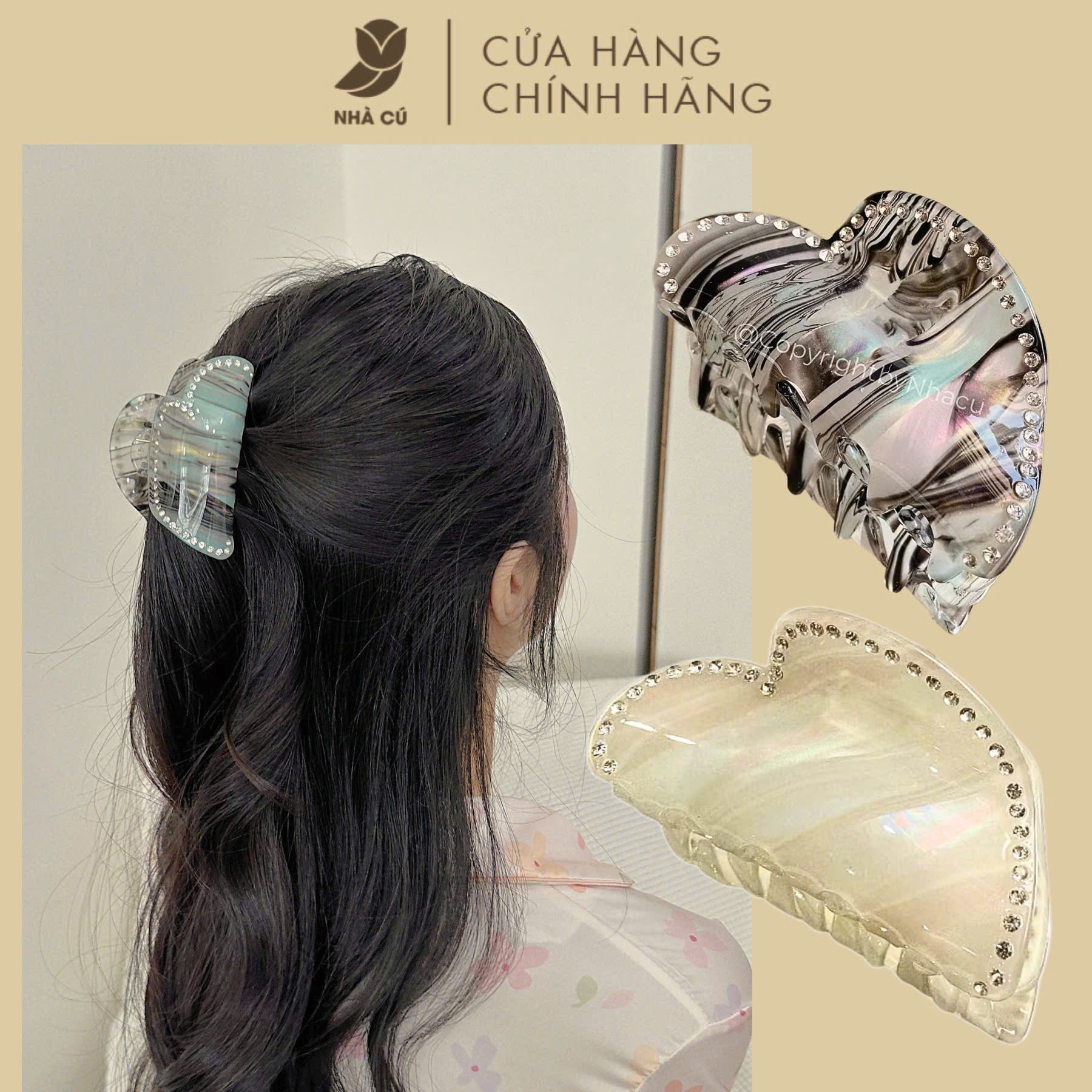 KẸP TÓC XÀ CỪ TRÁI TIM VIỀN ĐÁ 6138