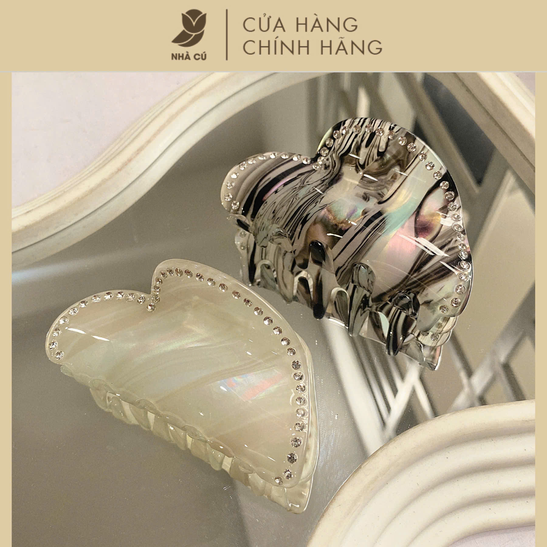 KẸP TÓC XÀ CỪ TRÁI TIM VIỀN ĐÁ 6138