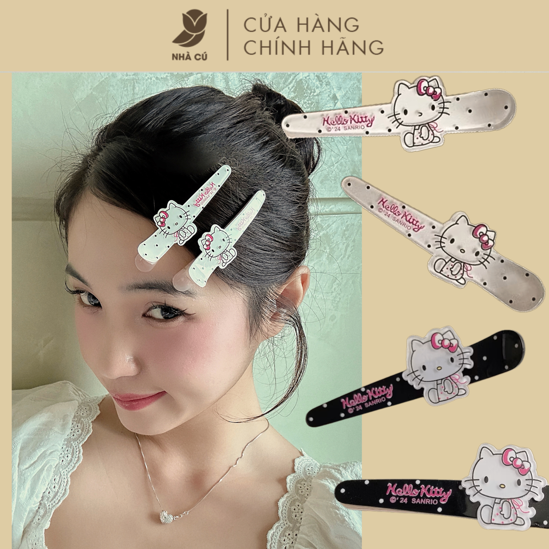 SET 2 KẸP MÁI MỎ VỊT KITTY 6022