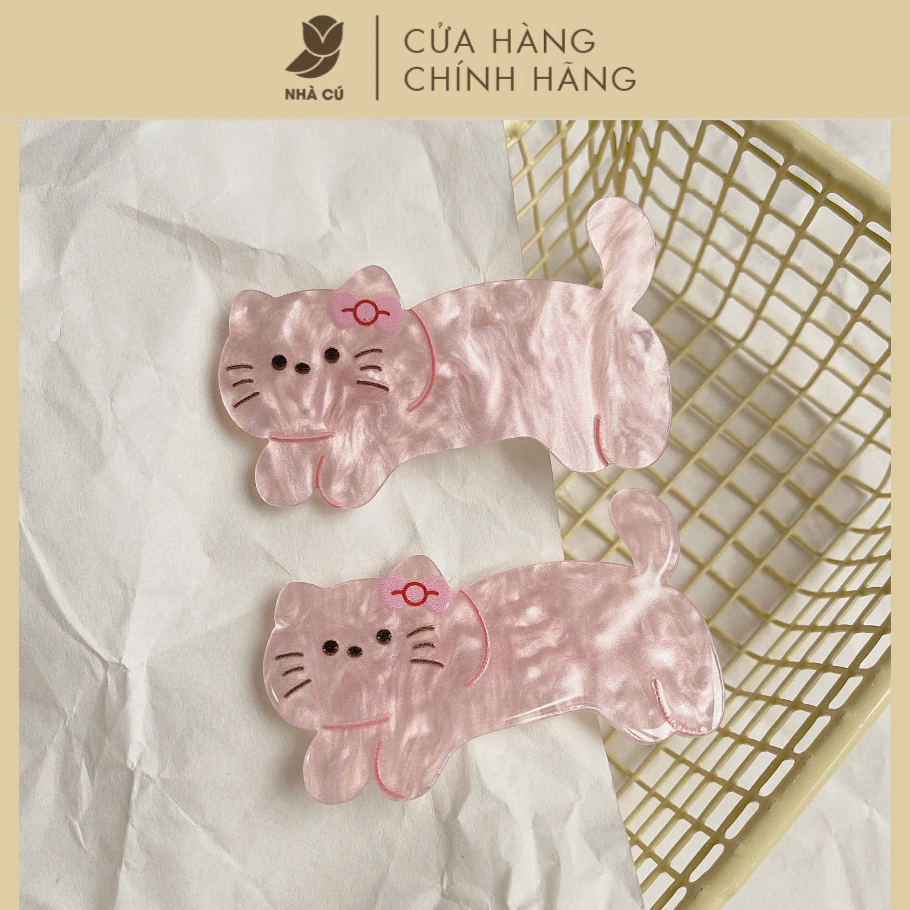 SET 2 KẸP MÁI XÀ CỪ MÈO HỒNG 6078