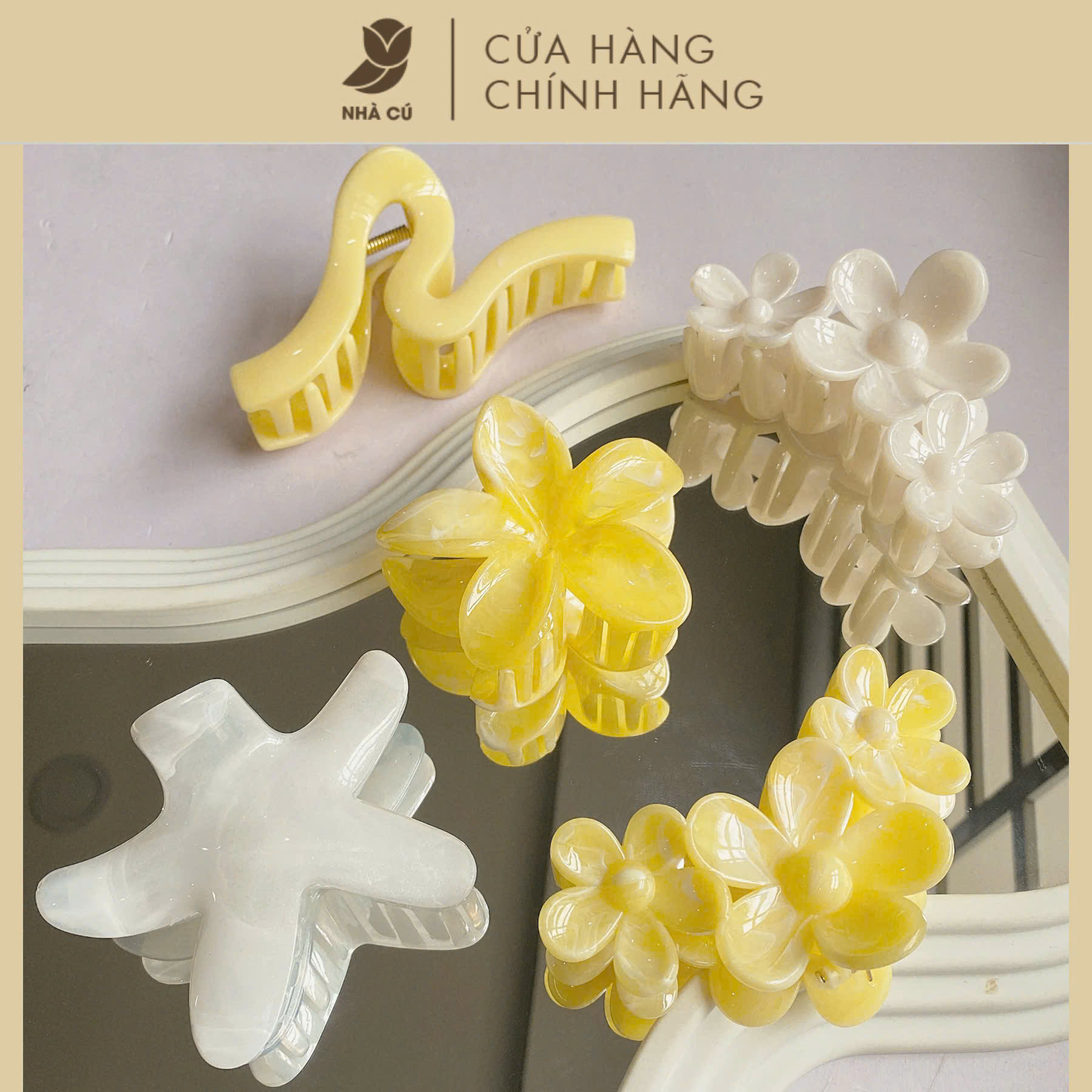 SET KẸP TÓC VÀNG KEM VÂN ĐÁ 6085