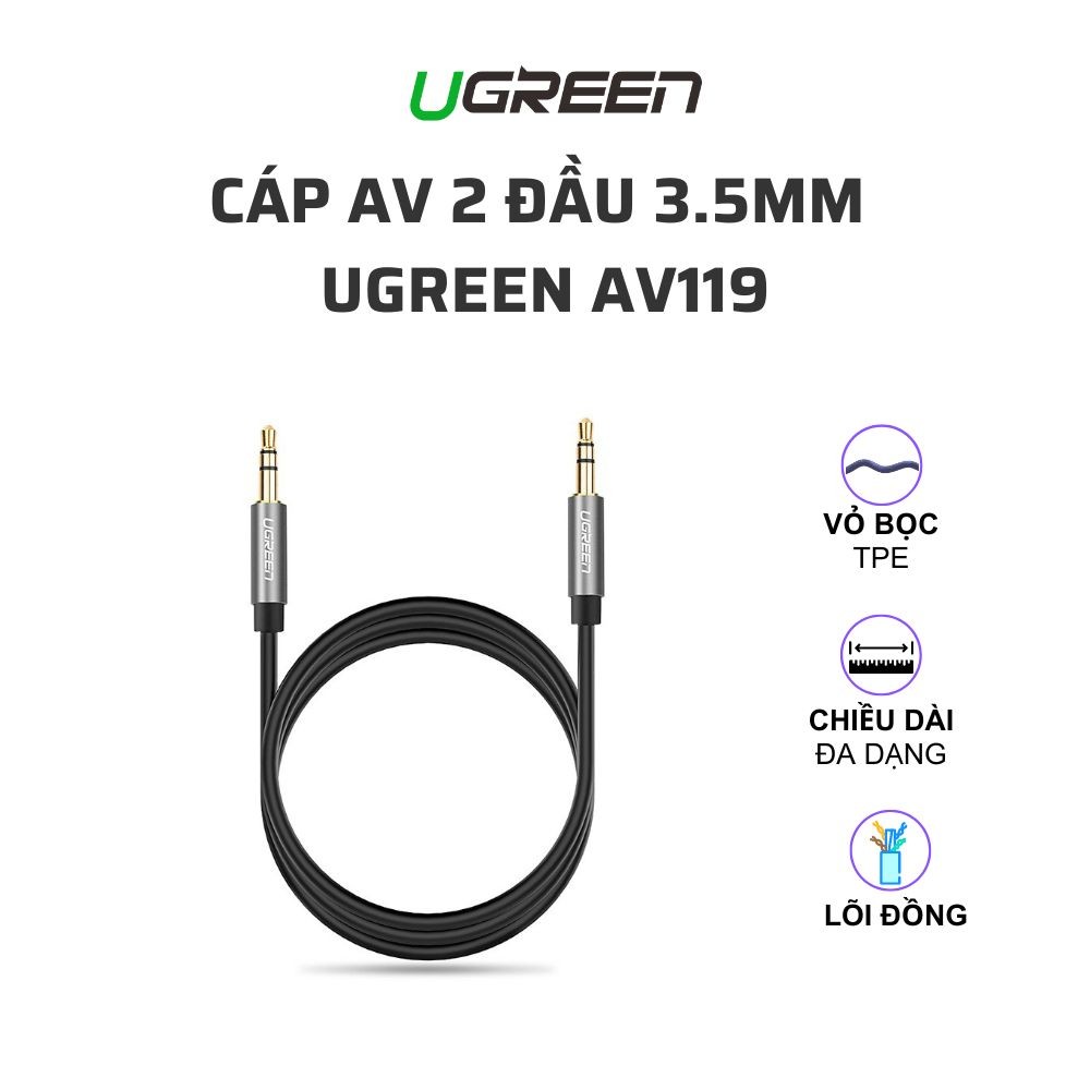 Cáp loa 3.5mm 2 đầu dài 1.5m (AV119) Ugreen 10734