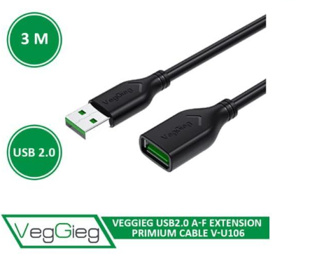Cáp USB nối dài 2.0 dài 3m VegGieg V-U106