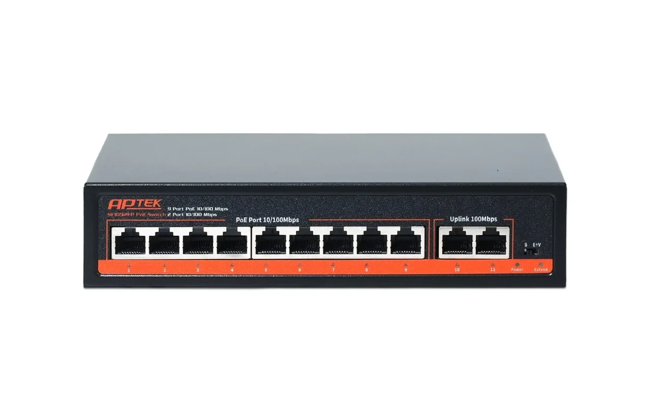 Switch POE APTEK SF1092FP (9-Port POE 10/100Mbps + 2Uplink)
