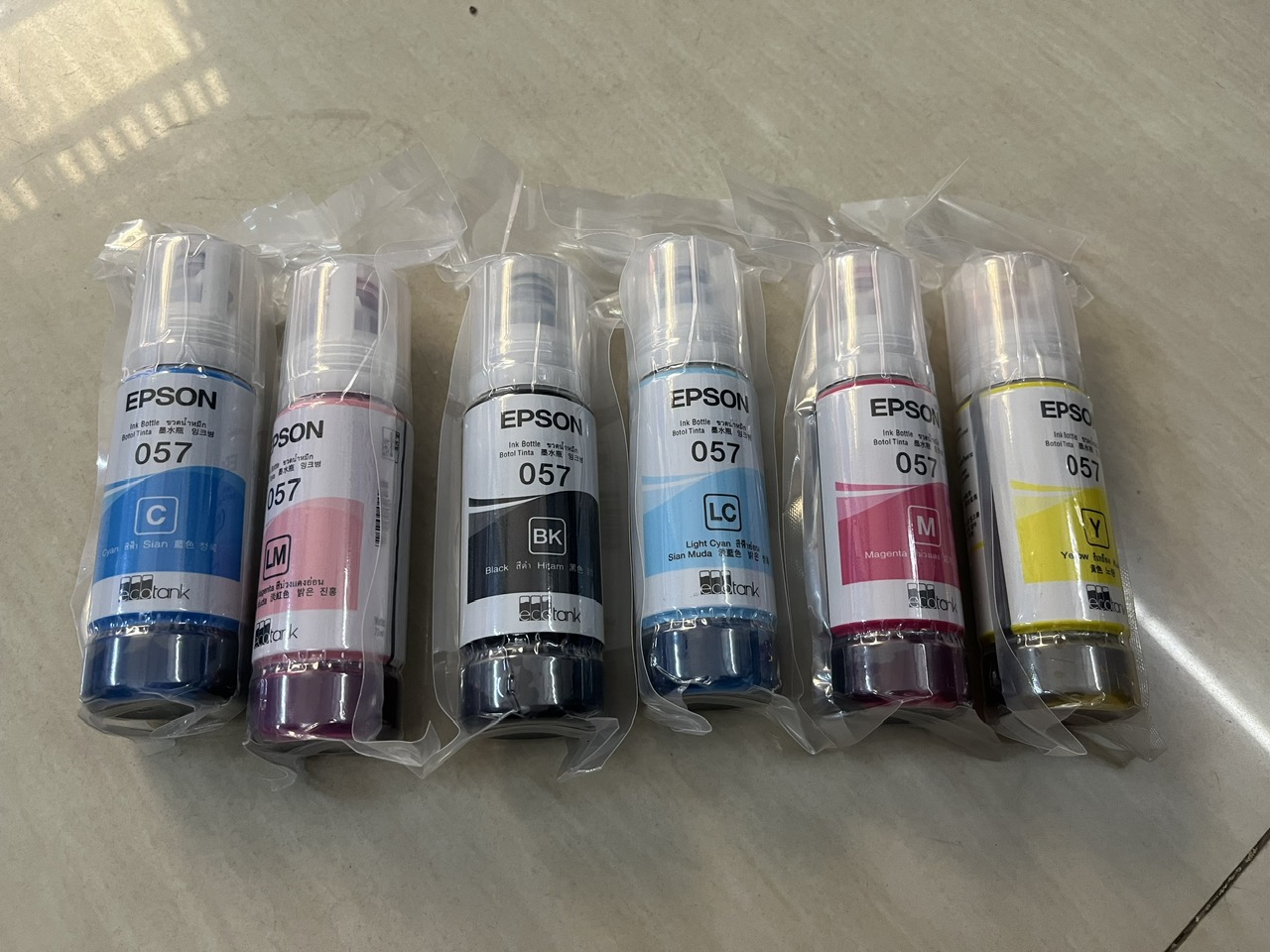 Mực Epson 057 70ml (Chính hãng) cho máy L8050 – L18050 – L8100 (Xanh lợt/Hồng lợt/Hồng/Vàng/Xanh/Đen)