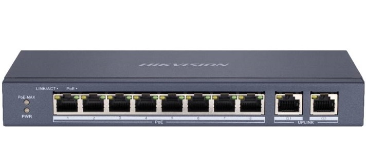 Switch POE Hikvision DS-3E0310P-E/M 10/100/1000 Mbps ( 8 Port + 2 Uplink)