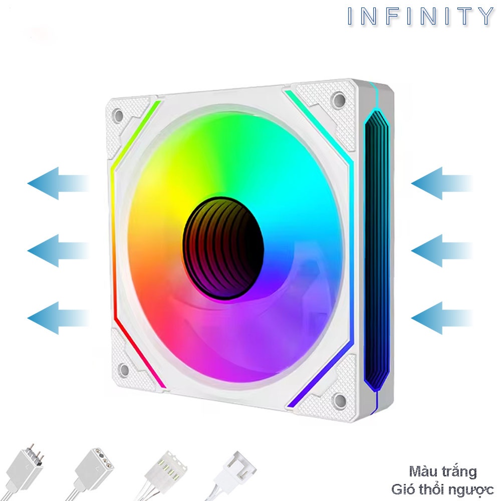 Fan Case Leopard 6 Pro ARGB Trắng 4 mặt vô cực Gió Ngược (Sync Main)