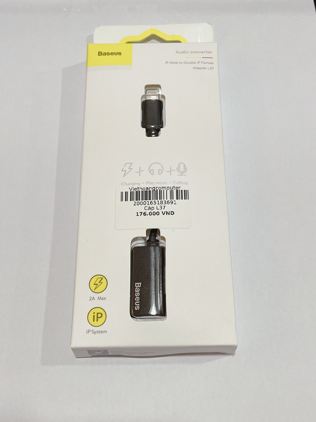 Cáp L37 Baseus( 1 chia 2 lightning không mic)