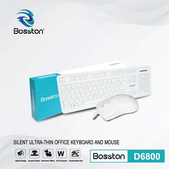 Bộ bàn phím chuột Bosston D6800 trắng