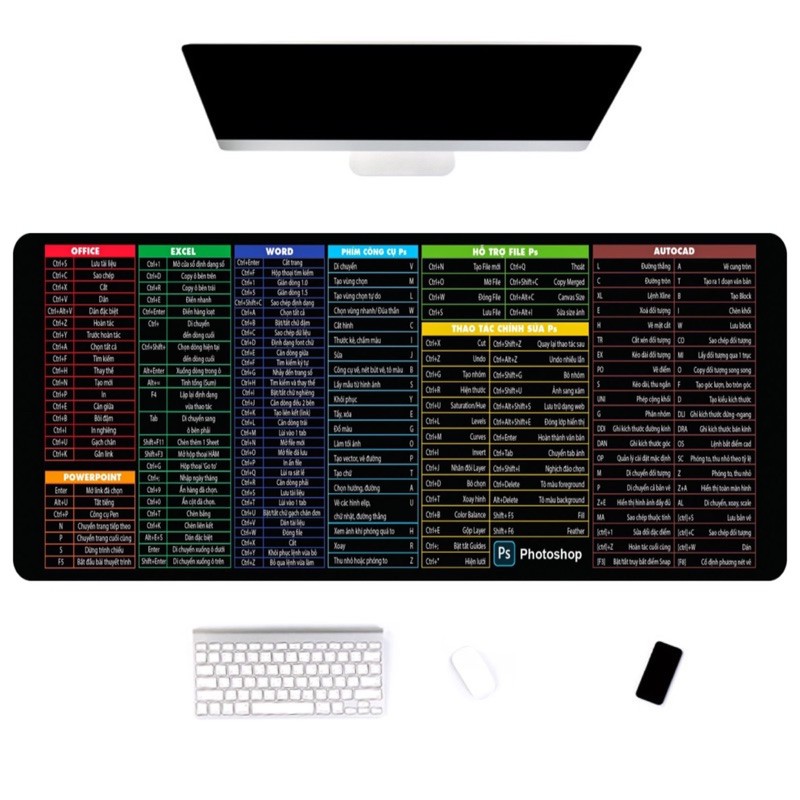 Padmouse phím tắt văn phòng Excel, Word, AutoCad 80x30