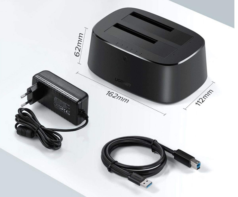 Thiết bị đựng ổ cứng Docking 2.5/3.5 inch Sata/USB 3.0 hỗ trợ 16TB Ugreen 50857