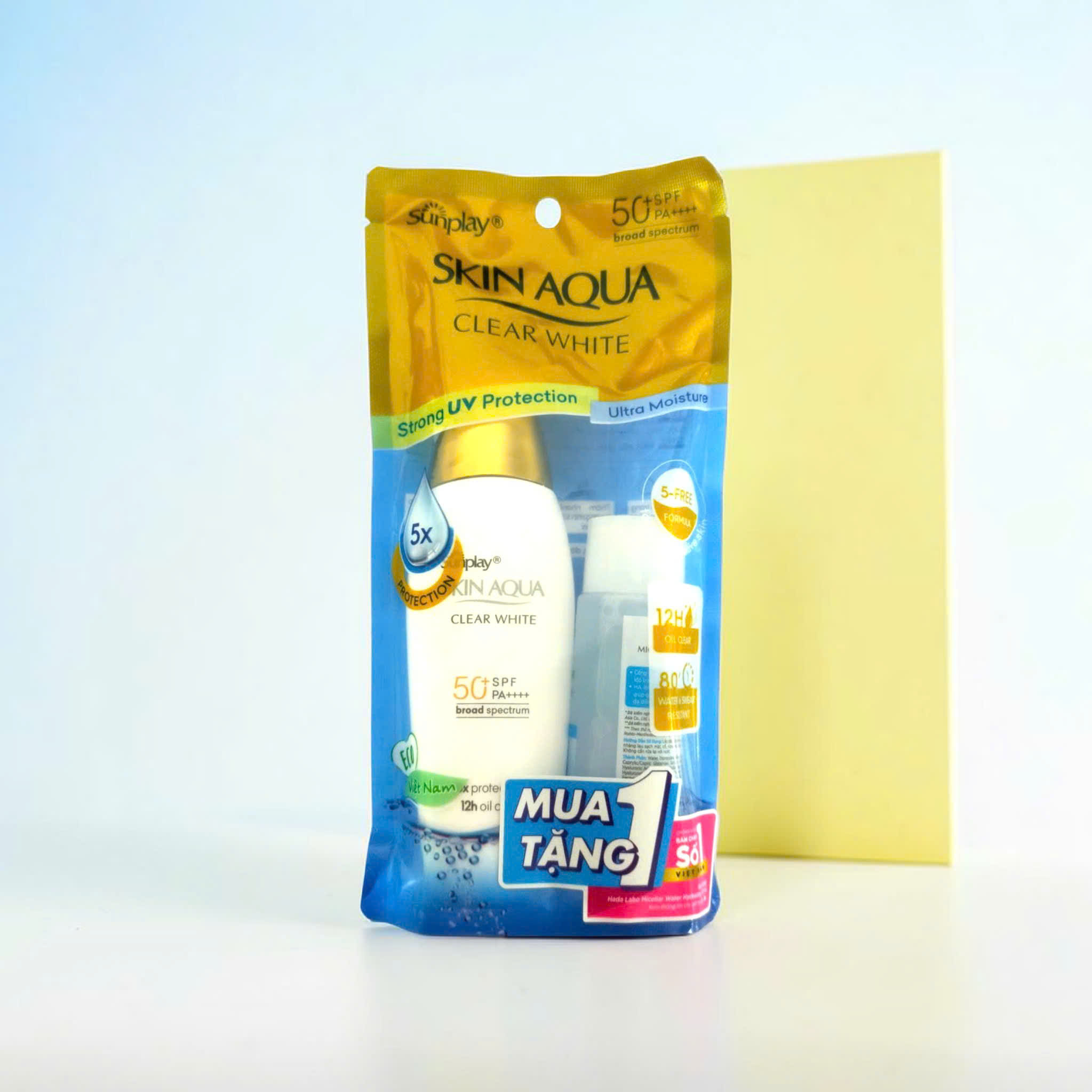 Sunplay Skin Aqua Clear White SPF50+ 55g + Tẩy trang