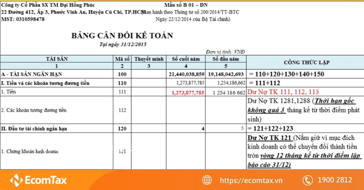 Hướng dẫn lập bảng cân đối kế toán trên Excel