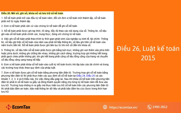 Điều 26 Luật kế toán 2015