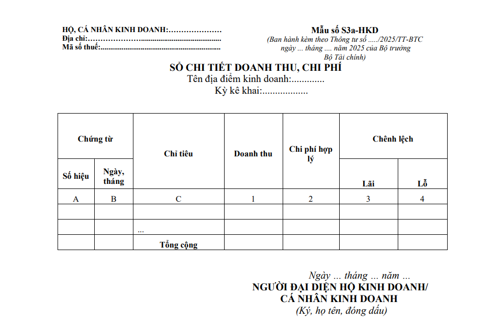 Mẫu số S3a-HKD