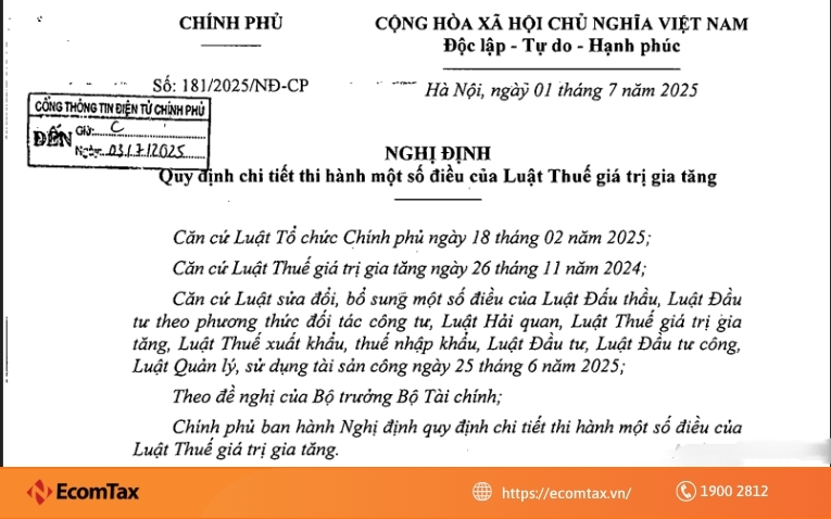Nghị định 181/2025/NĐ-CP
