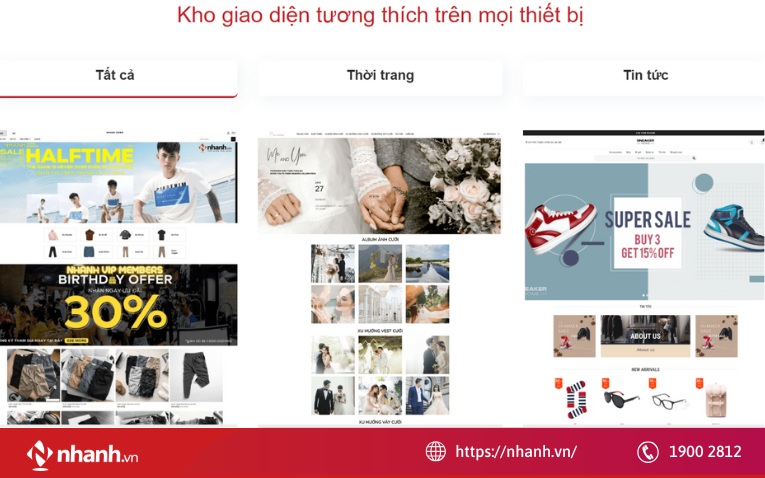 Kh giao diện đa dạng tại Nhanh.vn