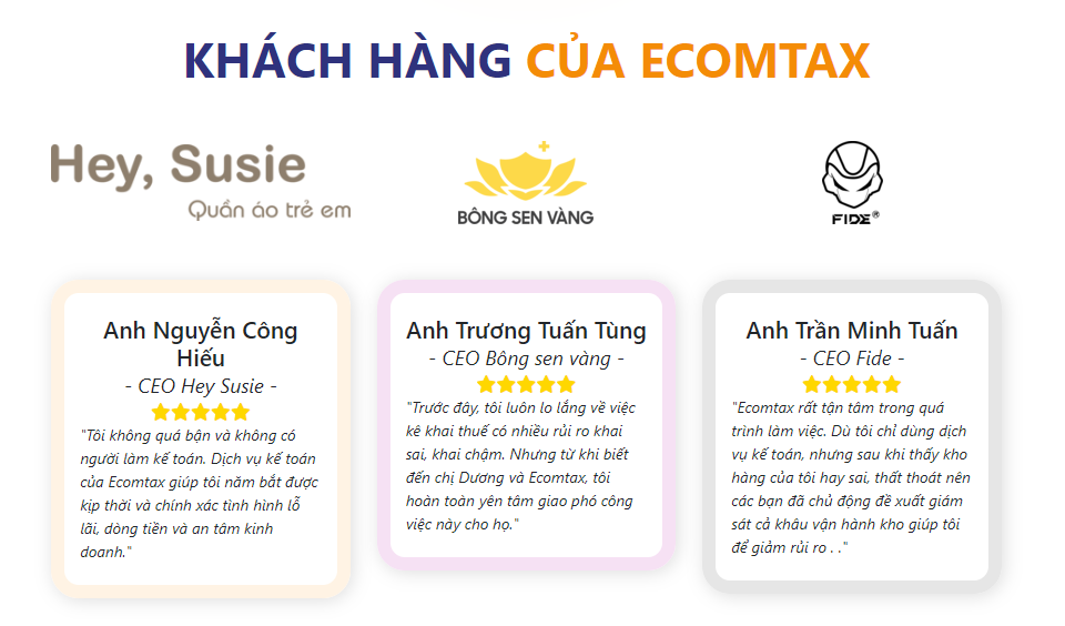 Những khách hàng lớn đã tin tưởng dịch vụ kế toán thuế