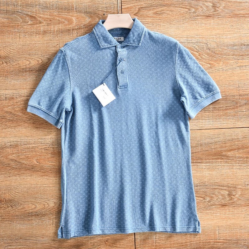 Áo polo Denim vân hoa (DO2903) - Xanh nhạt