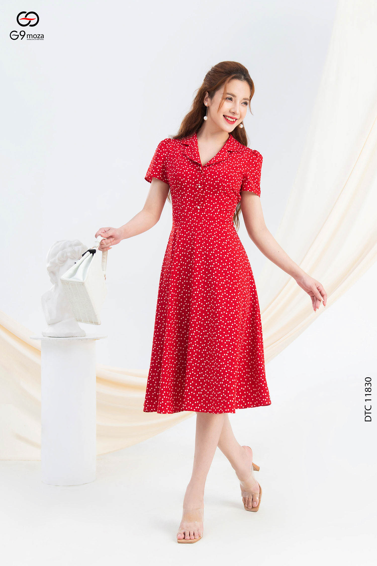 Chân váy lụa satin màu đỏ nhún eo CV06-39 | Thời trang công sở K&K Fashion