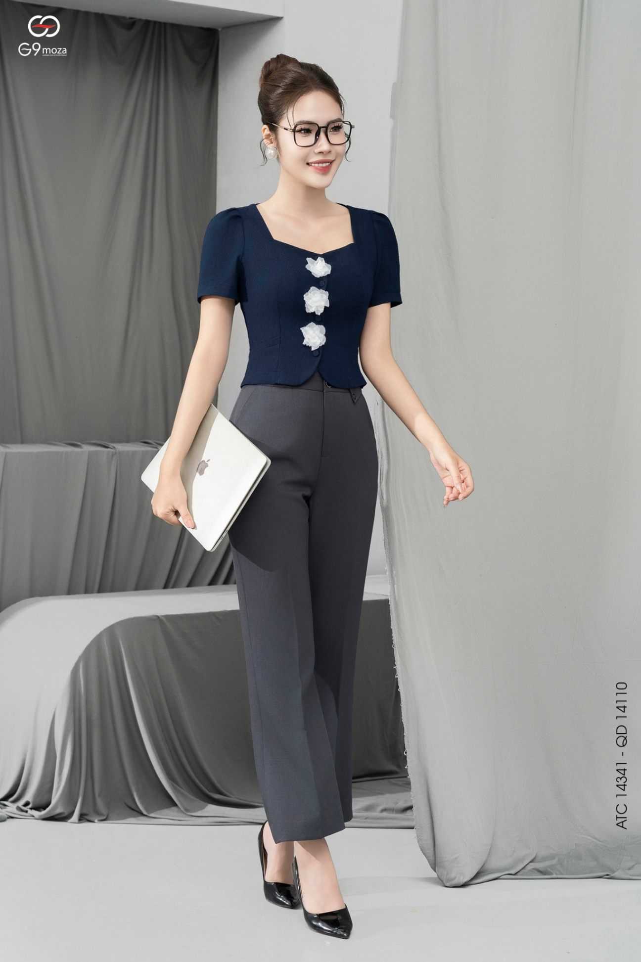 Áo sơ mi tay cộc dáng croptop 25S57ATCCR14341-1