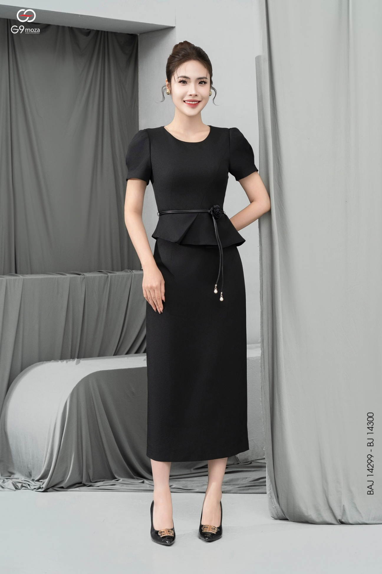Chân váy midi dáng ôm xẻ tà sau 25S52BJ14300-1