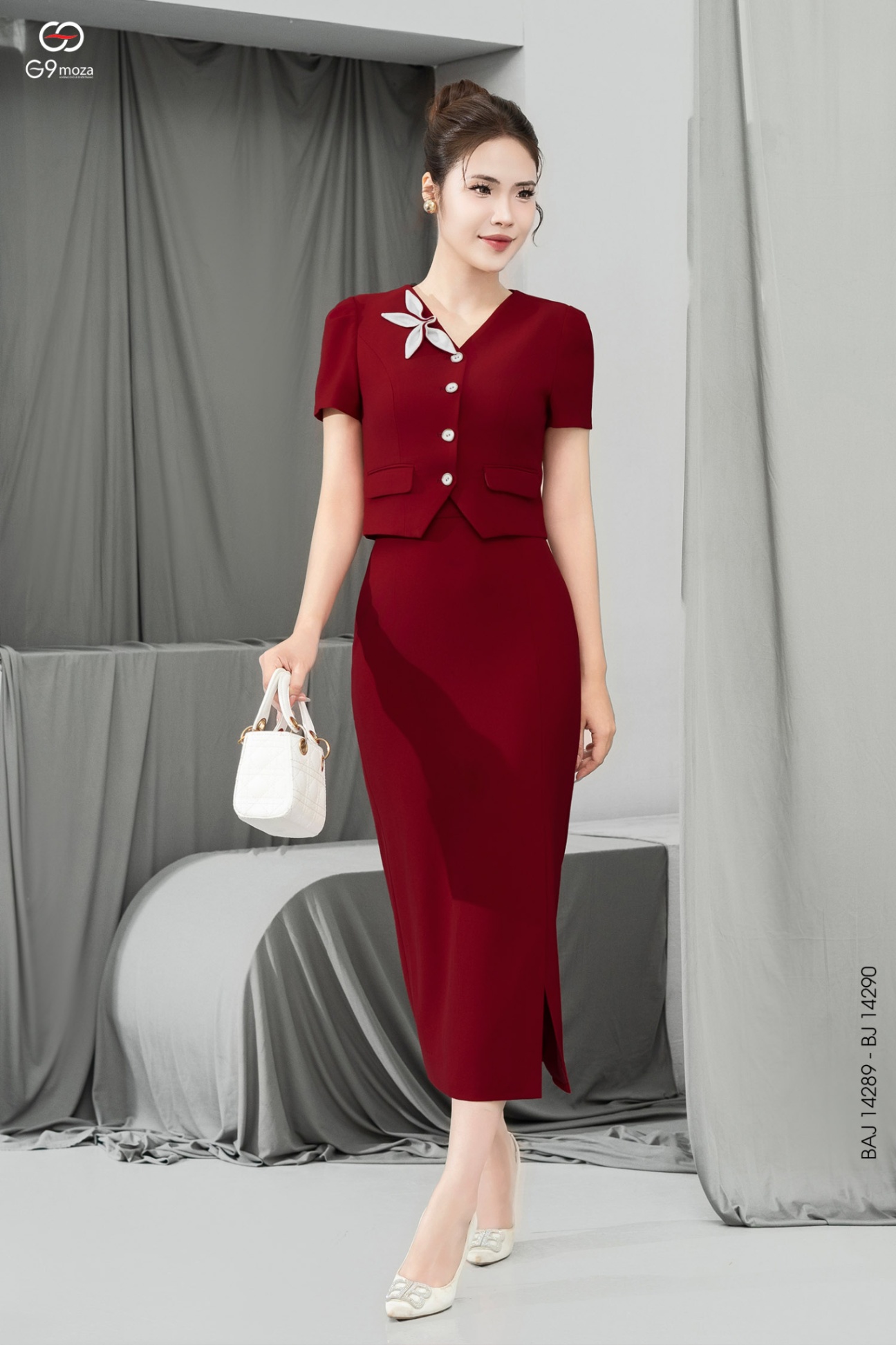 Chân váy midi dáng ôm xẻ tà 25S11BJ14290-1