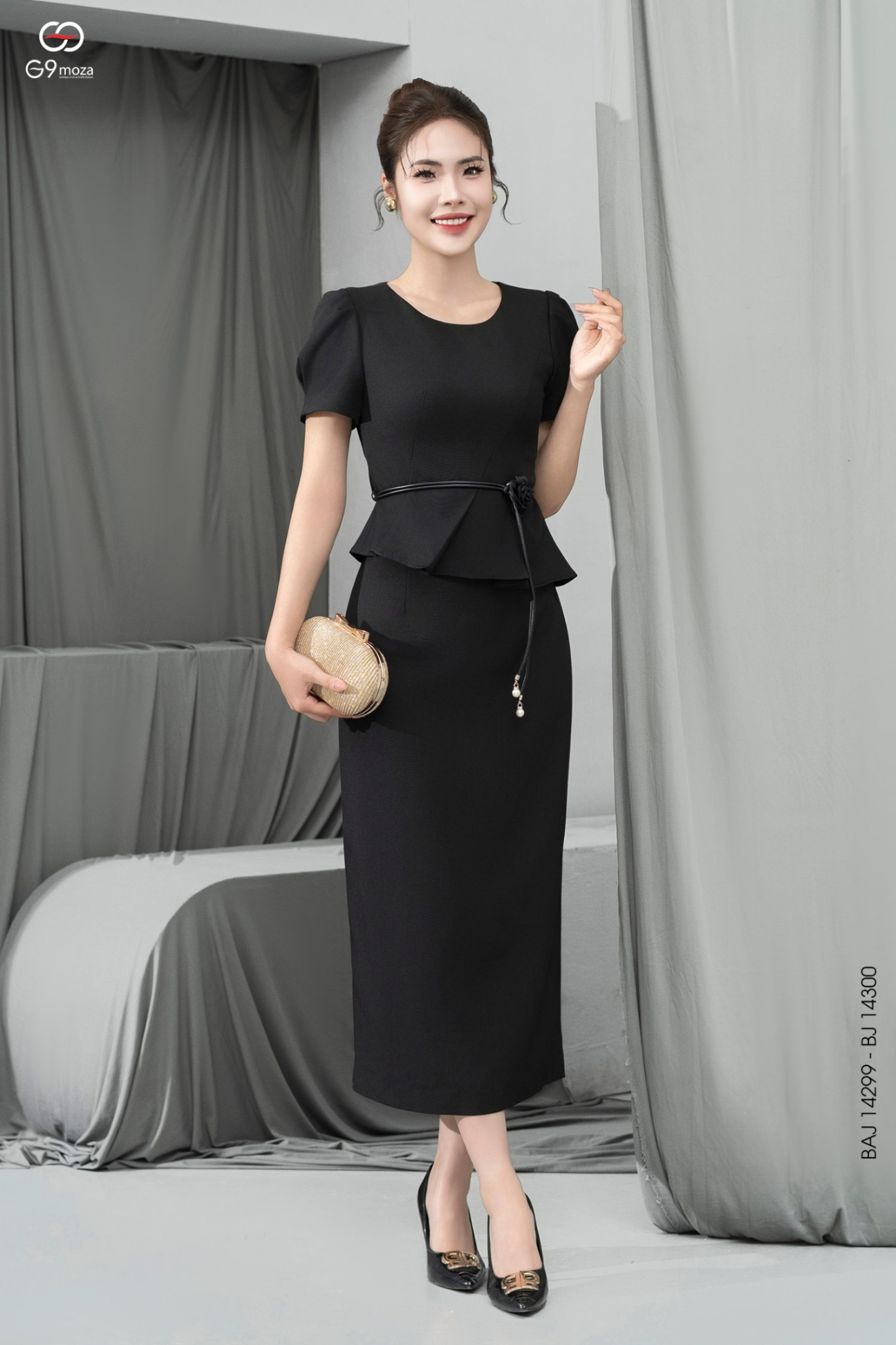 Chân váy midi dáng ôm xẻ tà sau 25S52BJ14300-1